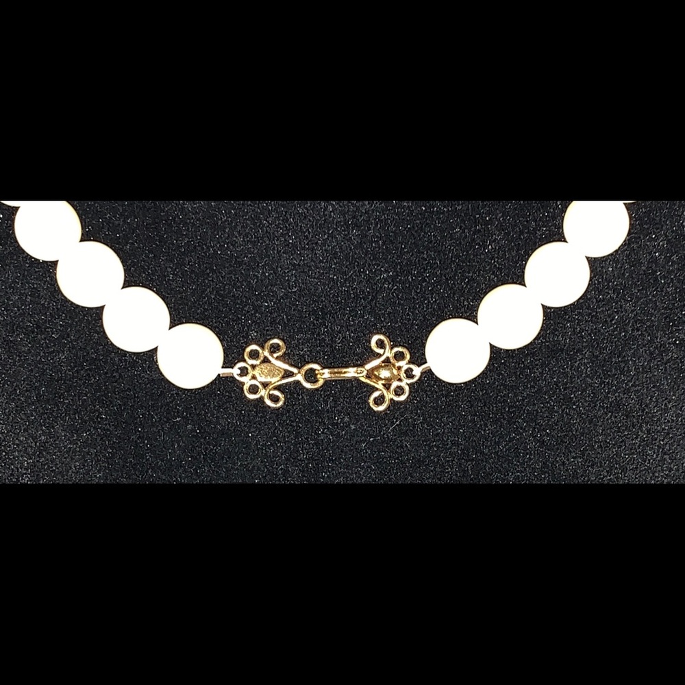 Faux Pearl Necklace with Antique Gold Clasp